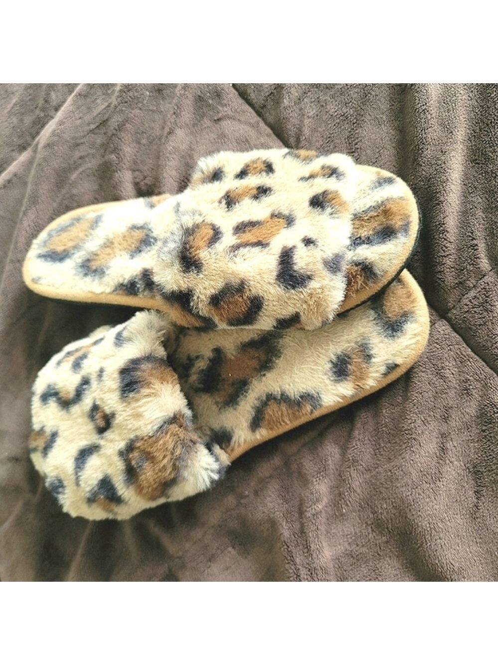 Animal Print Faux Fur Women's Slippers Size 5 - 6